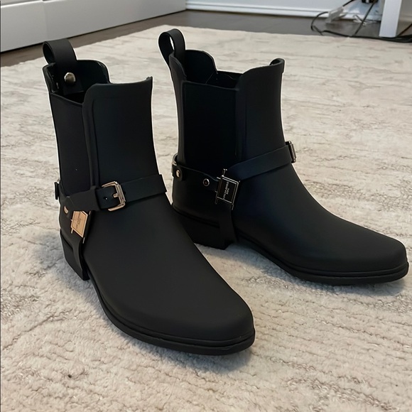 Karl Lagerfeld Black Ankle Boots with Buckle Detail